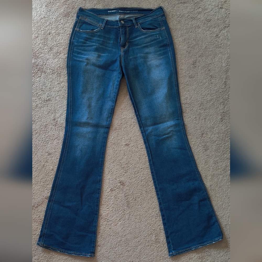 Old Navy Micro Flare Blue Distressed Jeans